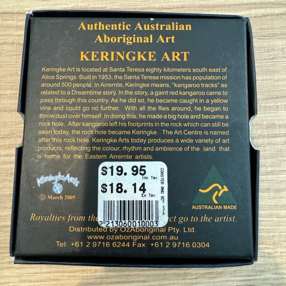 Australian Made Authentic Aboriginal Art Set of 6 Coasters in Original Box - Picture 7 of 10